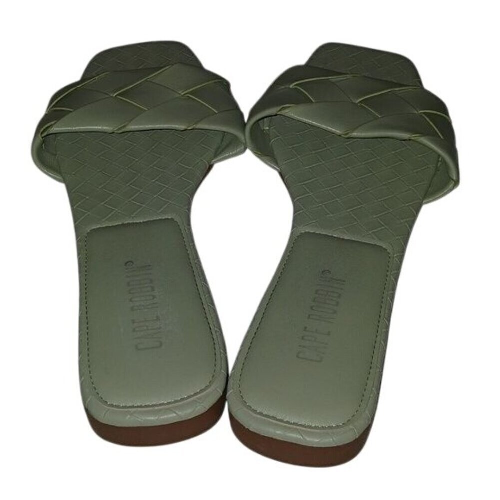 Cape Robbin Pastel Green Leather Woven Sandals - Picture 2 of 6